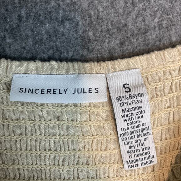 Sincerely Jules Dress Womens Small Smocked Cottagecore Boho Peasant Western Mini - Picture 5 of 7